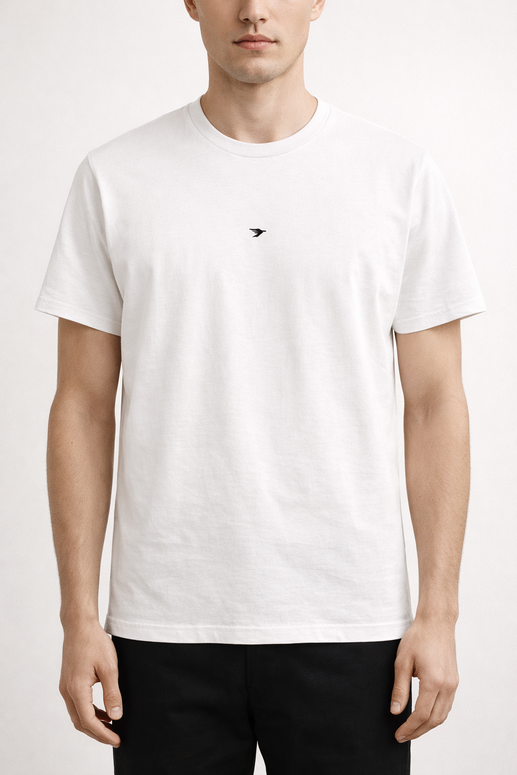 T-shirt blanc Maison Corvus 180g coton biologique logo poitrine